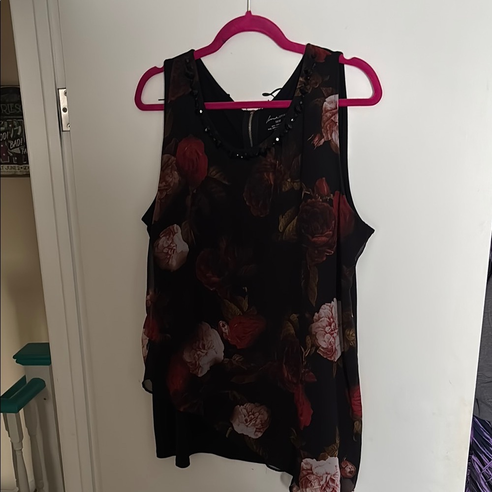 Lane Bryant Asymmetrical Pink and Red Blouse